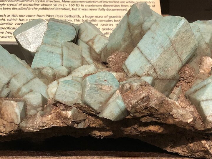 Close up of amazonite blue colored rock